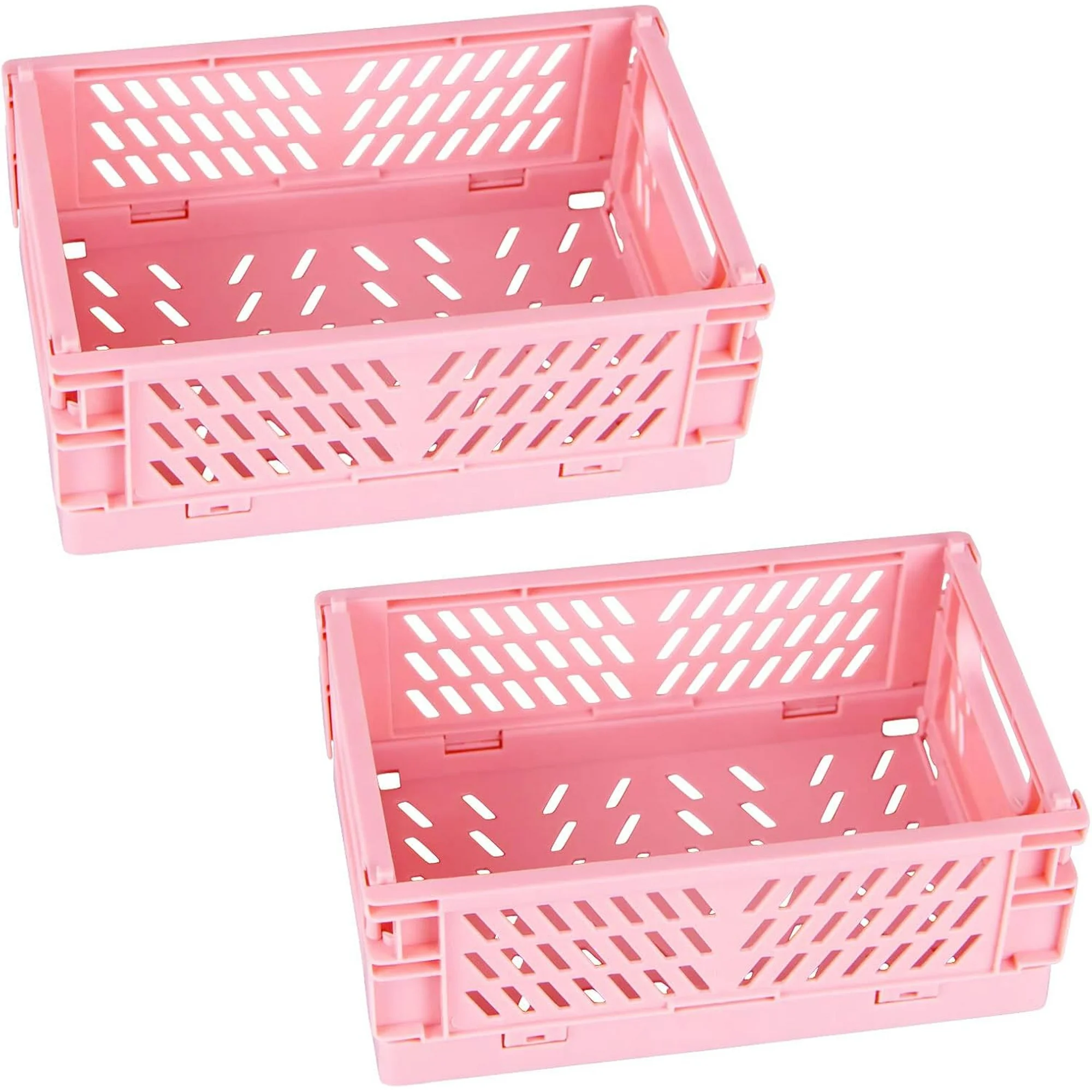 NEI 2-Pack Mini Foldable Plastic Baskets for Organizing and Storage, Collapsible Storage Crate for Home Kitchen Bedroom Bathroom Office (5.9x3.8x2.2