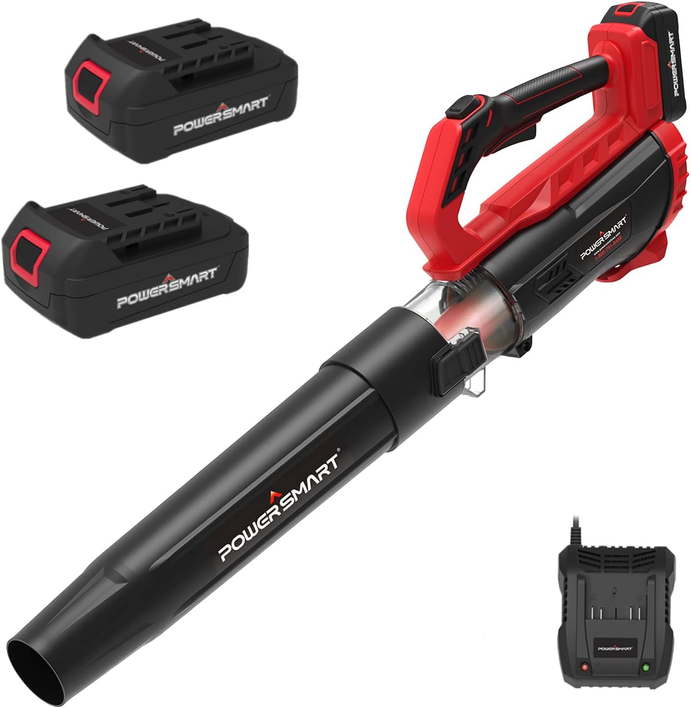PowerSmart Leaf Blower Cordless with 2 X 2.0 Battery & Charger, 350CFM 85MPH Variable-Speed Control, 20V Electric Blower