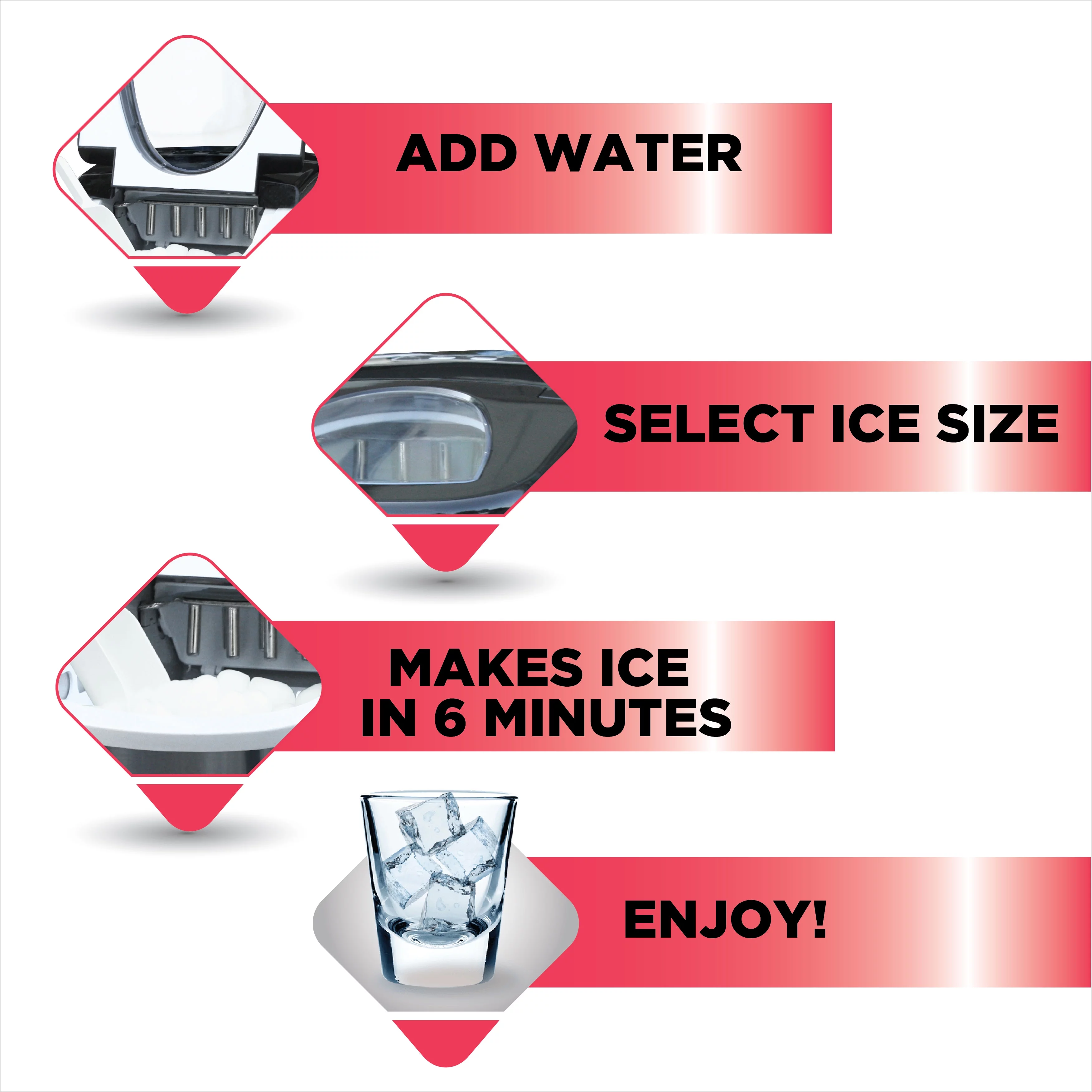 Frigidaire 26 lb. Countertop Ice Maker EFIC117-SS, Red Stainless Steel