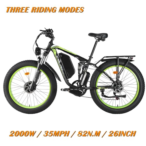 SMLRO Electric Bike V3 for Adults, Dual Motors 2000W 35MPH Electric Mountain Bicycle with 48V 22.4AH Removable Battery