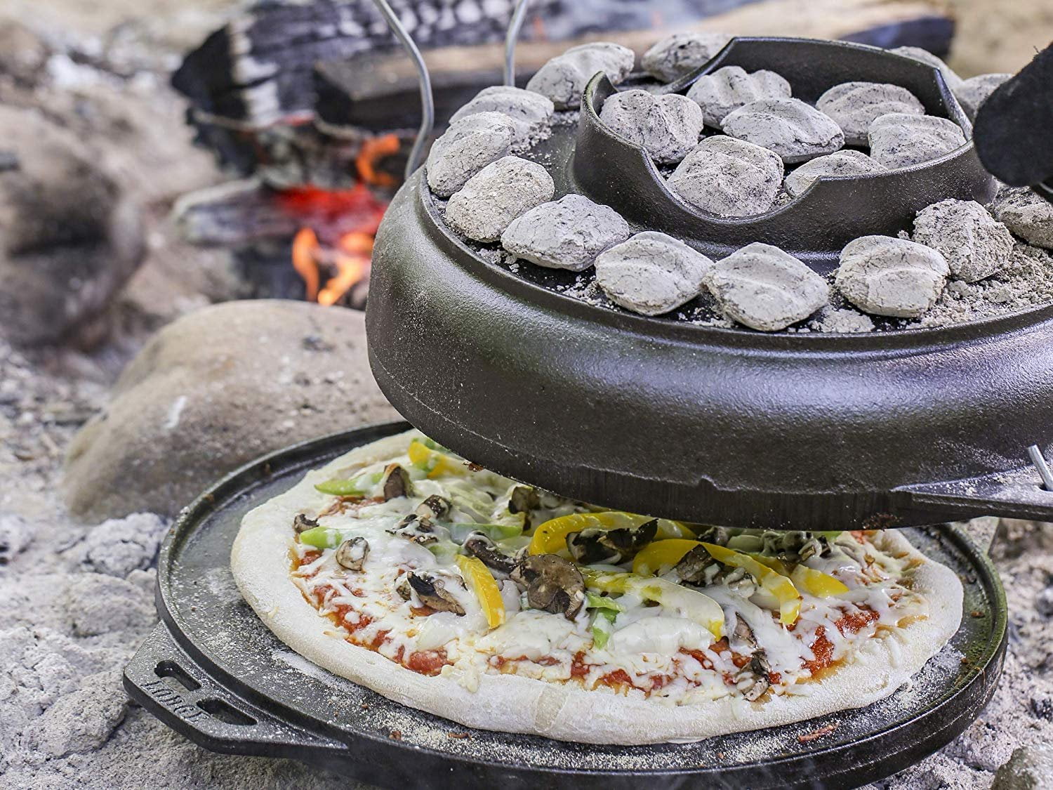 Lodge Cast Iron Cook-It-All Kit. Five-Piece Cast Iron Set includes a Reversible Grill/Griddle 14 Inch, 6.8 Quart Bottom/Wok, Two Heavy Duty Handles