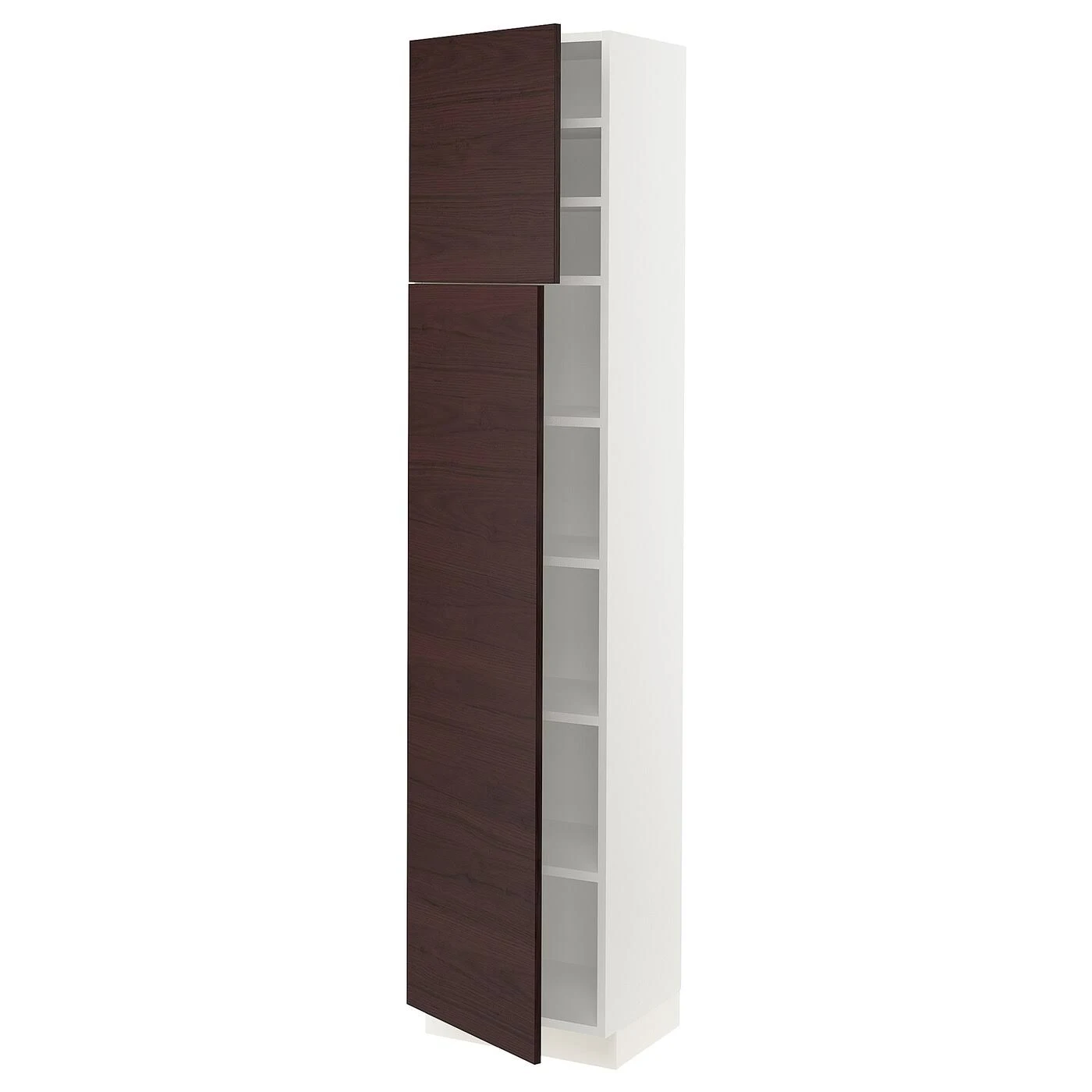 IKEA - SEKTION High Cabinet with Shelves u0026 2 Doors, White Askersund/dark Brown Ash Effect, 18x15x80 69332808