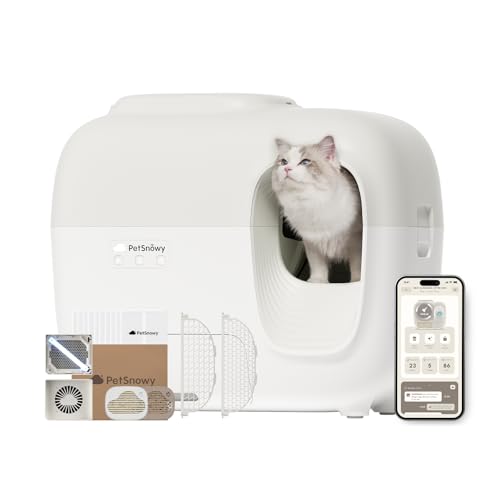 Self-Cleaning Automatic Cat Litter Box with Odor Control TiO2 System, Robot Litter Box with Auto-Packing, App Control