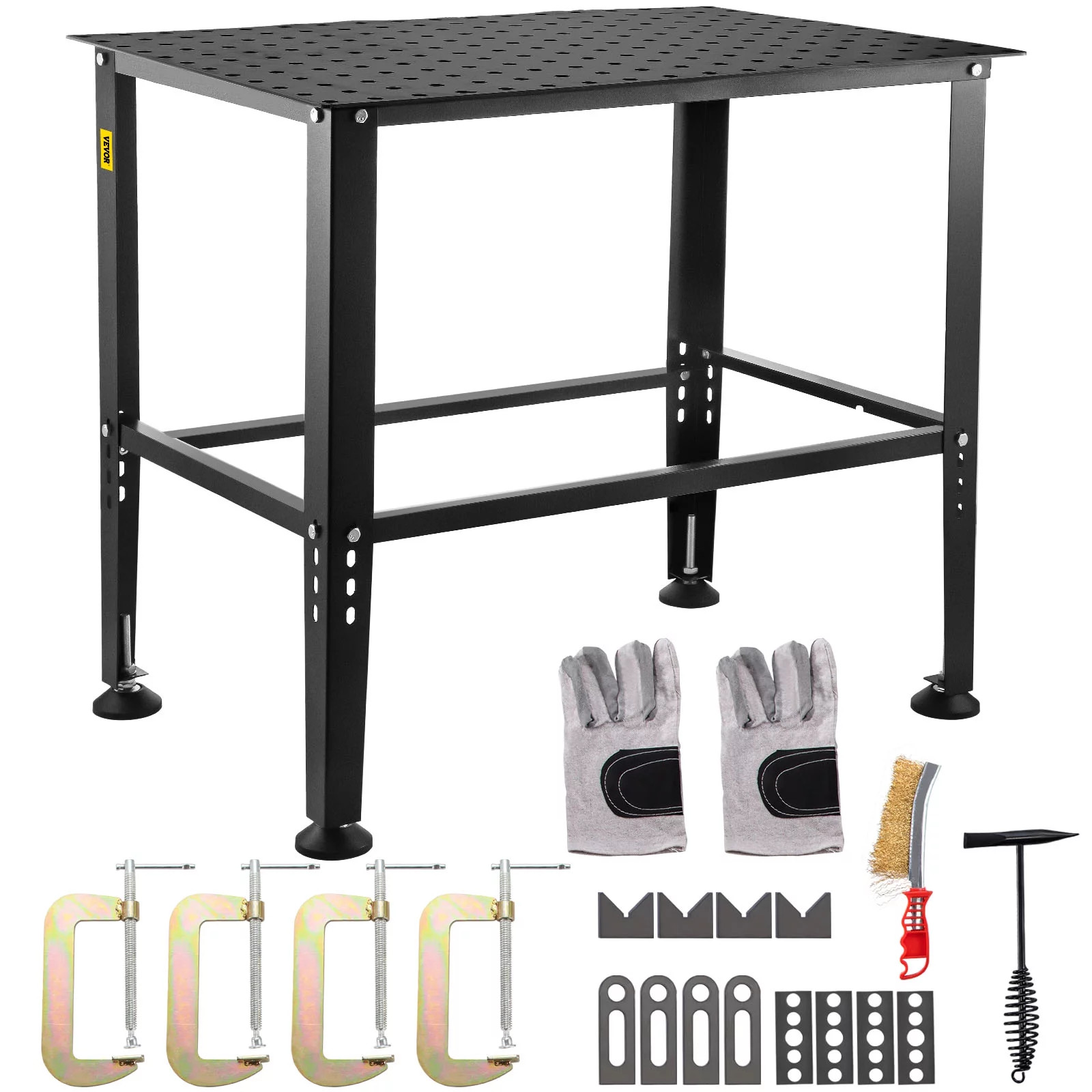 VEVORbrand Welding Table, 36 x 24 Adjustable Workbench, 0.12 Thick Industrial Workbench, 600lb Load Capacity Metal Workbench