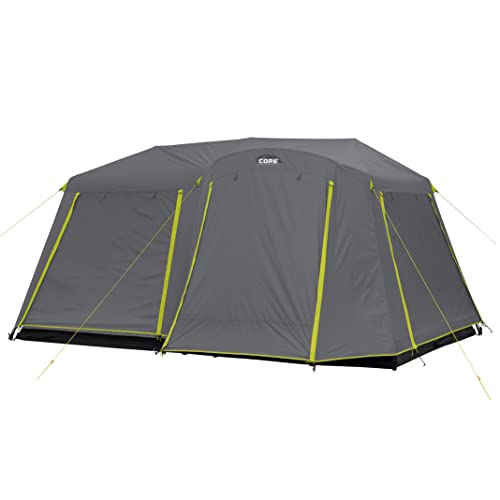 CORE Instant Cabin Tents | 6 Person / 9 Person / 10 Person / 12 Person Family Cabin Multi Room Pop Up Tents Car Camping | Included Storage Pockets