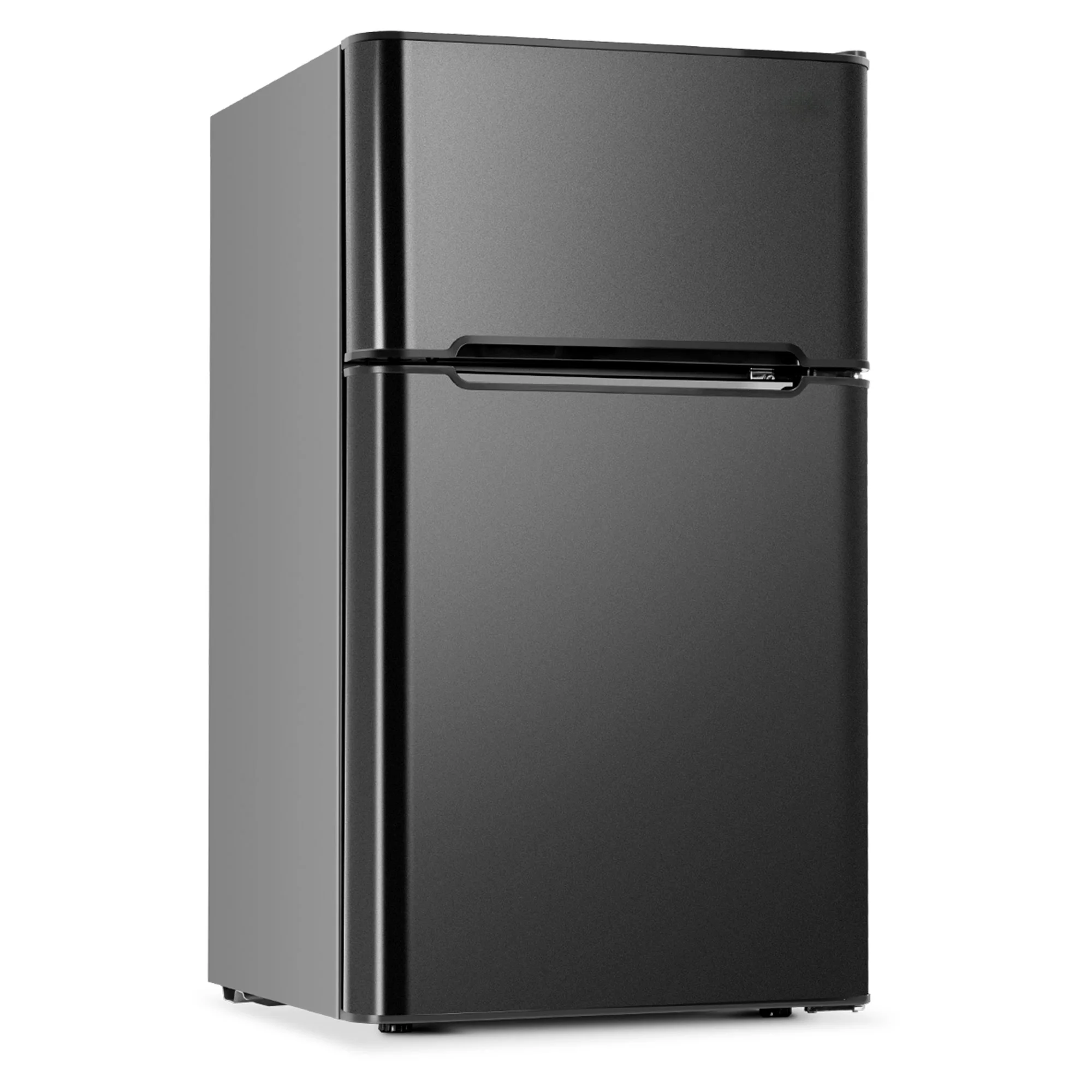 Simzlife 3.2 Cu ft Two Door Mini Refrigerator with Freezer, Compact Small Fridge Adjustable Removable Shelves, Black