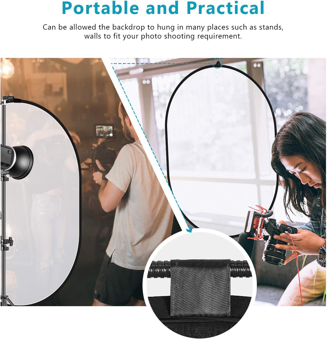 Neewer Professional Lighting Studio 5x7 feet/150x200 cm Pop out Foldable Soft Diffuser Disc Panel Reflector with Carrying Case for Studio and Outdoor