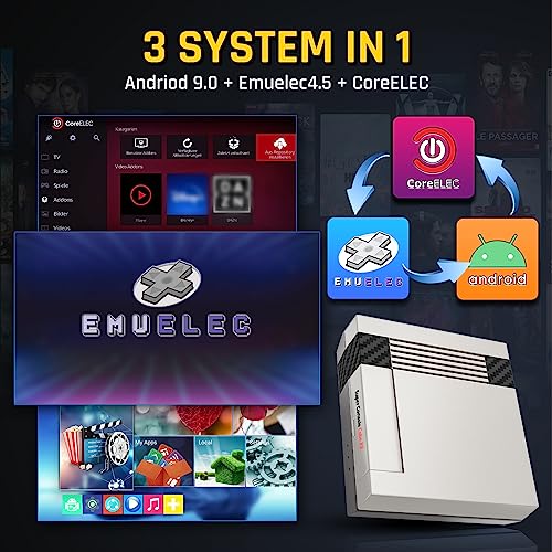 Kinhank Super Console Cube X3 Built-in 60,000+ Games,Retro Video Game Console,EmuELEC 4.5/Android 9.0/CoreE 3 Systems in 1