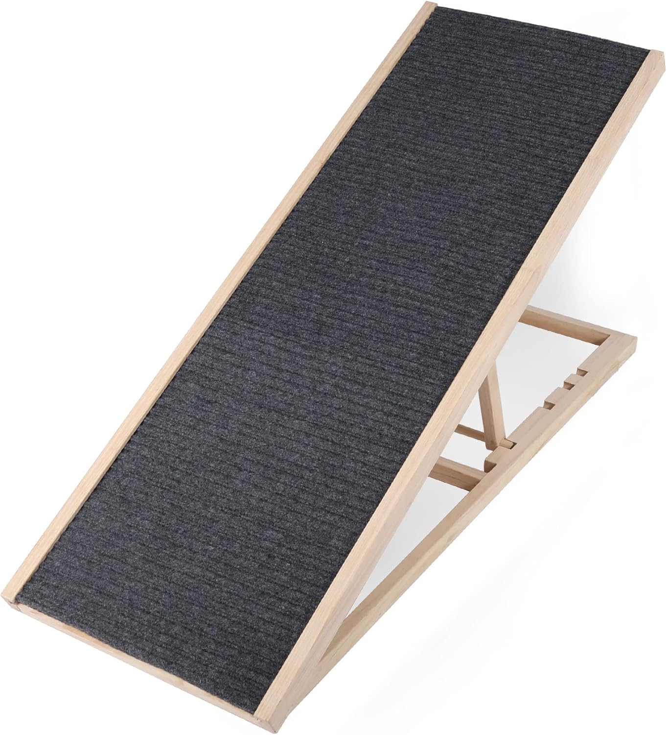 Domaker Wooden Pet Ramp for Dogs and Cats, Dog Ramp Height Adjust from 11.81inches to 23.6inches with Non Slip Carpet Surface for SUV, Bed, Couch
