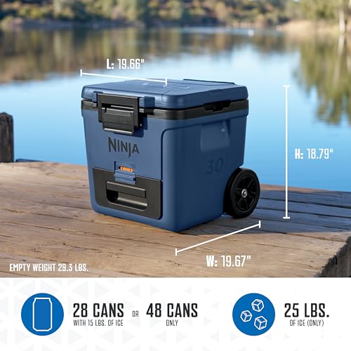 Ninja FrostVault 45qt Wheeled Cooler with Dry Zone, Integrated Fridge-Temp Dry Storage Drawer, Premium Heavy-Duty Insulated Cooler