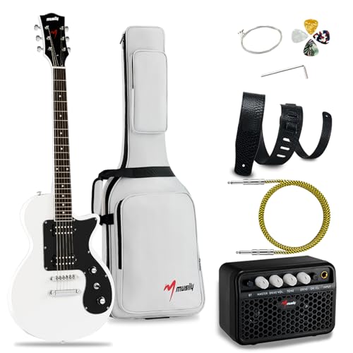 MLP-1 39 Inch Electric Guitar Kit, Beginner LP Full Size Solid Body Electric Guitar With HH Pickups, Gig Bag, Amplifier, Strap, Cable, Picks
