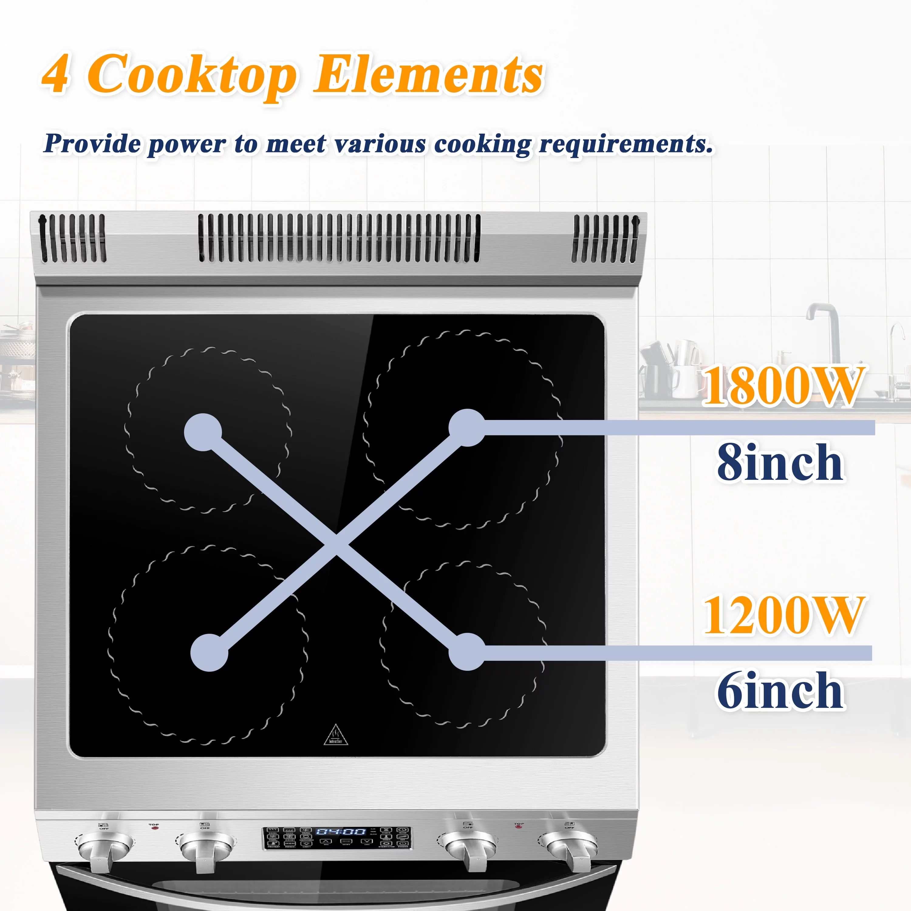 Lanbo 24 inch 2.9 Cu.ft Freestanding Electric Range with Air Fry, Rotisserie and  Convection Oven