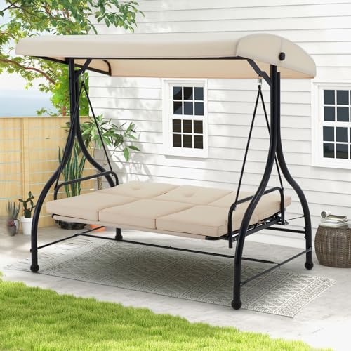 U-MAX Porch Swing Chair with Adjustable Backrest&Canopy