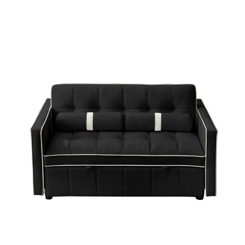 Modern 55.5" Pull Out Sleep Sofa Bed 2 Seater Loveseats Sofa Couch with side pockets