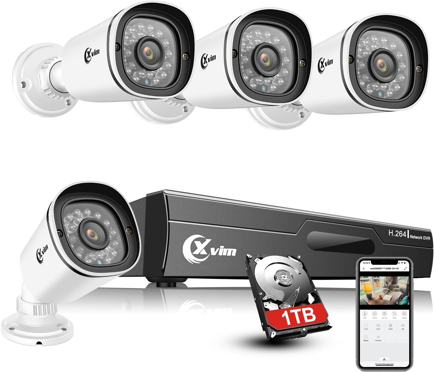 XVIM Wired Security Camera System - 8CH 1080P Home Security Camera System DVR, 8pcs HD Home Surveillance Cameras, IP66 Outdoor CCTV Camera System