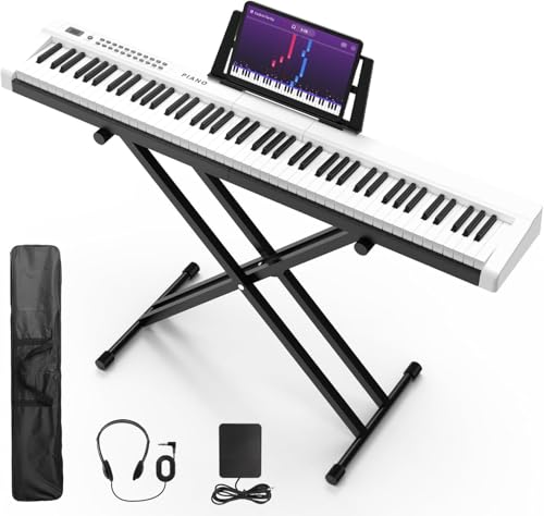 Digital Piano 88 Key Full Size Semi Weighted Electronic Keyboard Piano Set with Stand,Built-In Speakers,Electric Piano Keyboard with Sustain Pedal