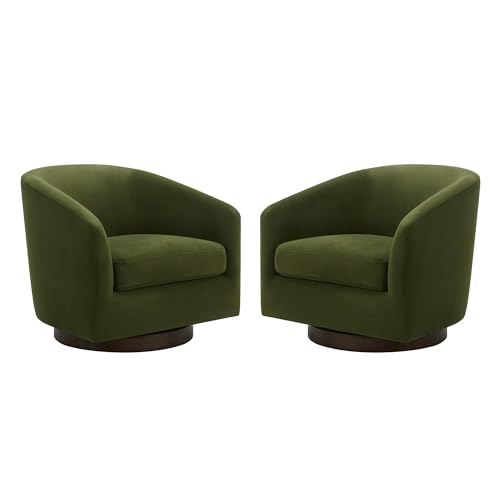 CHITA Swivel Accent Chair, FSC Certified Upholstered Fabric Barrel Chair for Living Room, Fully Assembled, Flax Beige