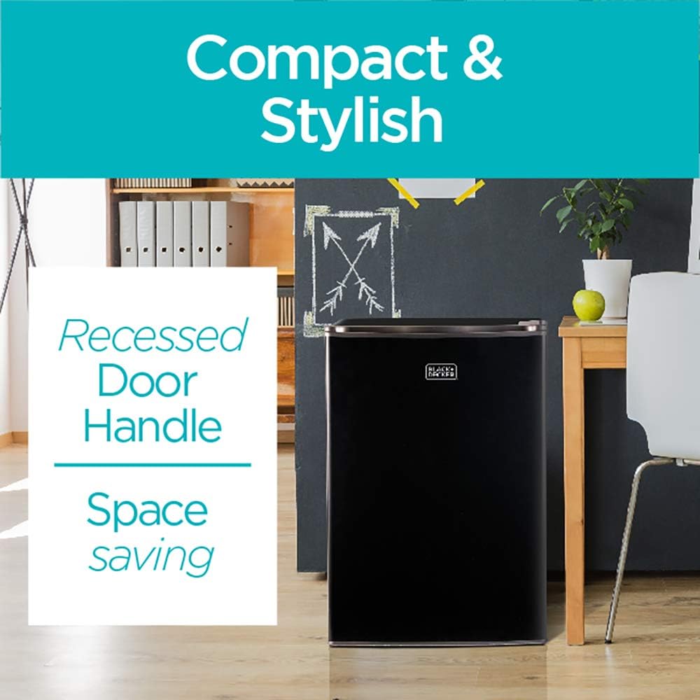 BLACK+DECKER BCRK25B Compact Refrigerator Energy Star Single Door Mini Fridge with Freezer, 2.5 Cubic Feet