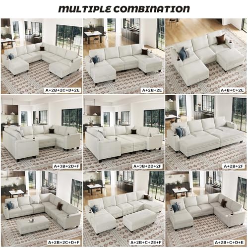 Belffin Modular Sectional Sofa Couch with Storage U Shape Convertible Corner Couches for Living Room Dark Grey Couch