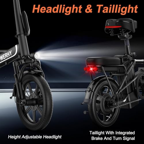 WERHY Electric Bike for Adults, 500W Motor, 22 MPH Max Speed Folding Ebike, 499.2/748.8Wh Battery, 14" Electric Bicycles