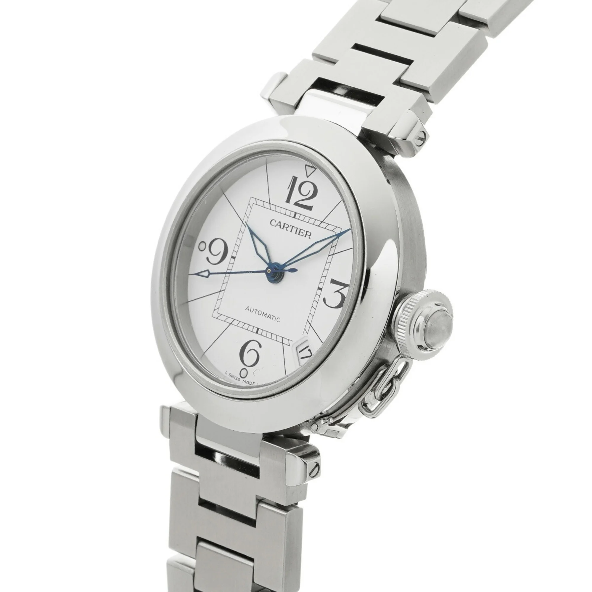 Pre-Owned CARTIER Pasha C W31074M7 Men's SS Watch Automatic White Dial (Good)