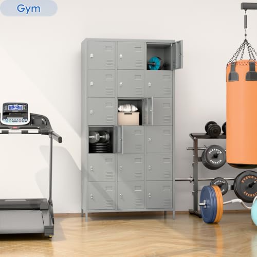 6 Door Metal Storage Locker 18 Hooks,Metal Locker for Employees with Lock for School Garage Office Gym Bedroom,Assembly Required