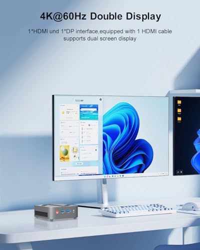 Mini PC W-11, Mini-PC with Intel CPU N150(up to 3.6GHz), 16 GB DDR4 RAM 512 GB M.2 SSD Micro Gaming PC, 4K Dual Display, HDMI 2.0/DP