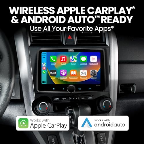 BOSS Audio Systems BVCP9700A-FL Single DIN Car Stereo Wireless Apple CarPlay, Android Auto, 7 Inch Touchscreen, Bluetooth, AM/FM Radio Receiver