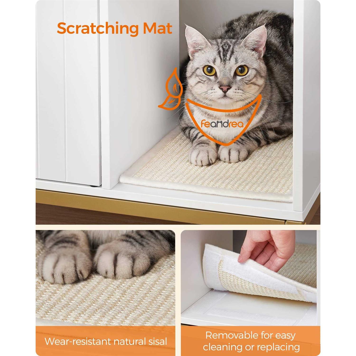 Feandrea Litter Box Enclosure Modern Cat Litter Box Furniture Hidden with Scratching Mat - Pet Supplies online store