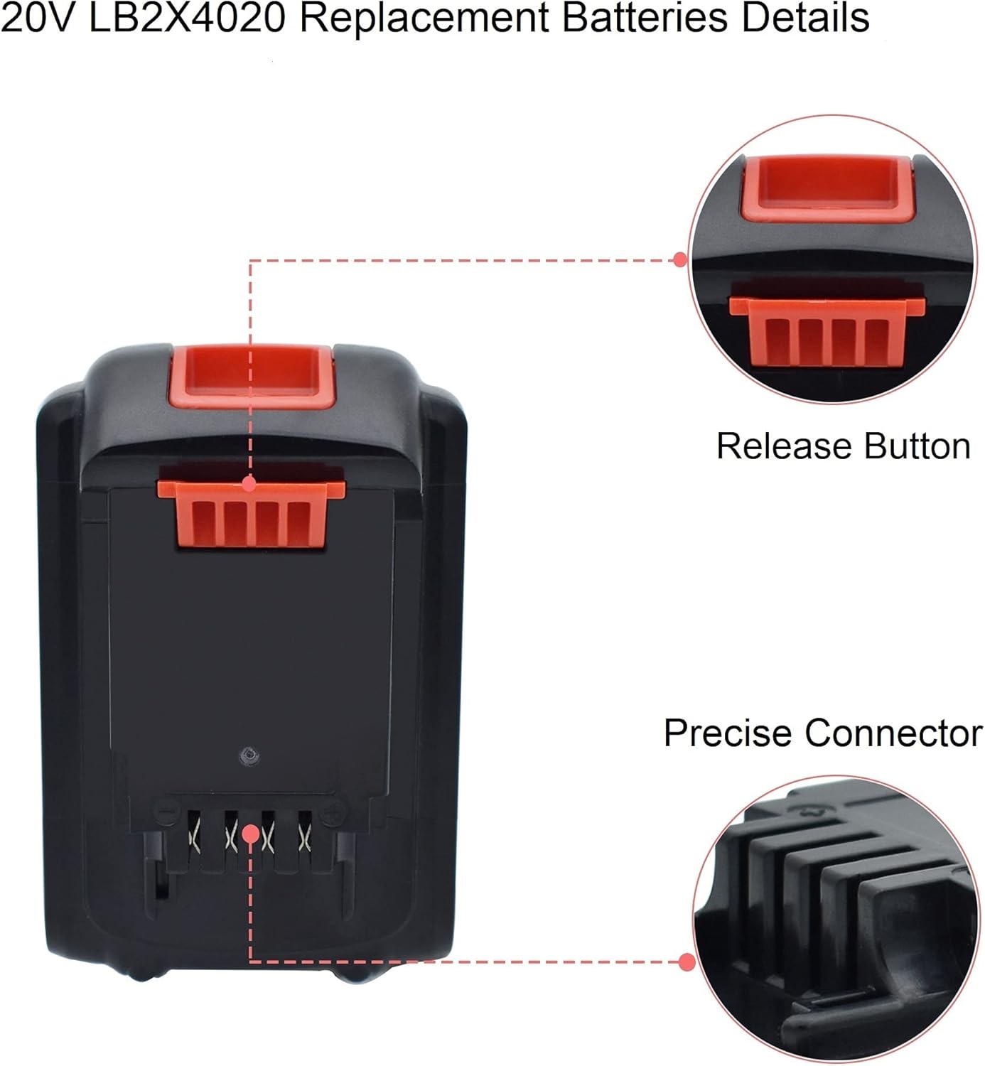 Rocivic 2 Packs 6.0Ah 20V LBXR20 Replacement Battery for Black and Decker 20 Volt Max LB20 LBX20 LBX4020 LB2X4020 LBXR2020 LB2X4020-OPE Cordless Tool