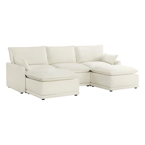 CHITA 113" Oversized Cloud Sectional Couch, Modern Modular Sectional Sofa Set for Living Room, 4 Seater L Shaped Couch, Cream