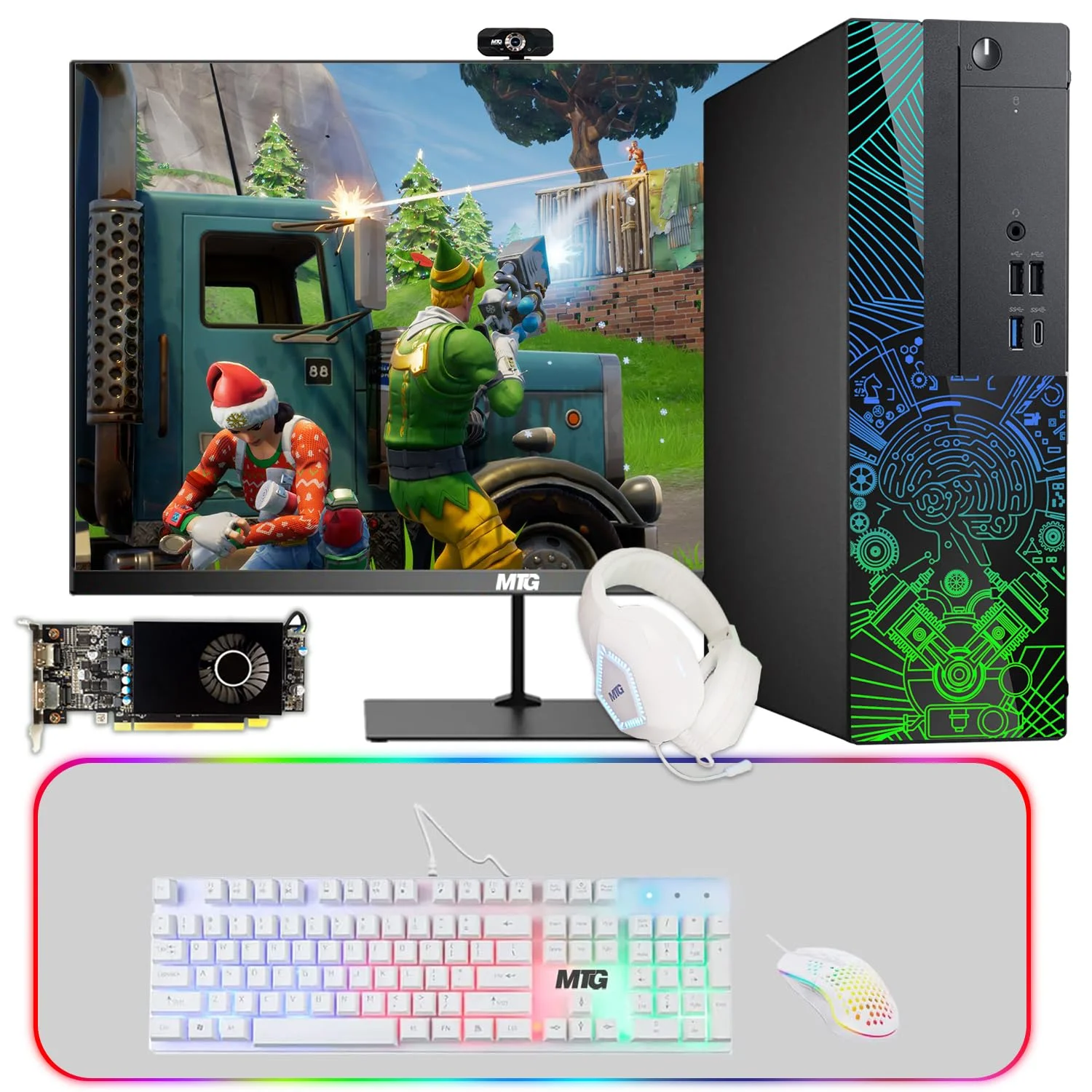Restored Lumos 8 Gaming Desktop PC,Intel Core i5 8th Gen,16GB RAM,128GB SSD + 2TB HDD,AMD RX 550 4GB GDDR5 Graphics Card,27 Inch Monitor