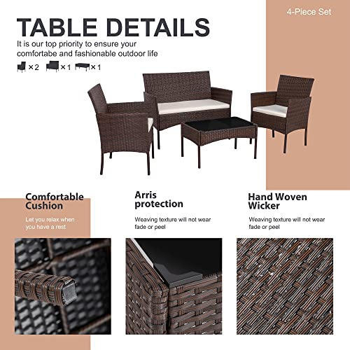 Shintenchi 4 Piece Outdoor Patio Furniture Sets