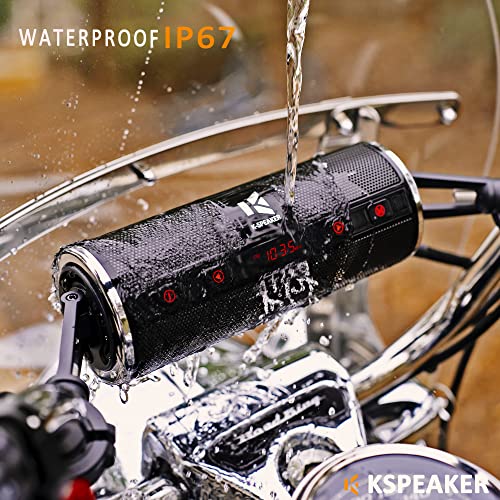 Motorcycle Speakers Bluetooth Waterproof Radio Audio System Built-in Amplifier, Great for ATV, Scooter Bike,12 Volt Vehicle,3 Inch Metal Mp3 Player
