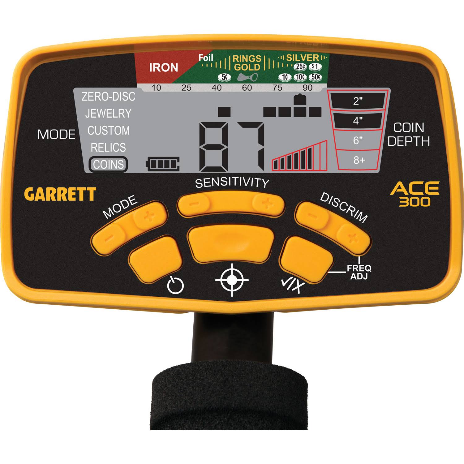 Garrett Ace 300 Metal Detector with Waterproof Search Coil and Carry Bag