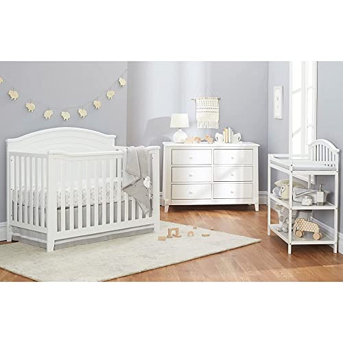 SORELLE FURNITURE Berkley Round Top Crib, Classic 4-in-1 Convertible Crib, Made of Wood, Non-Toxic Finish, Wooden Baby Bed, Toddler Bed