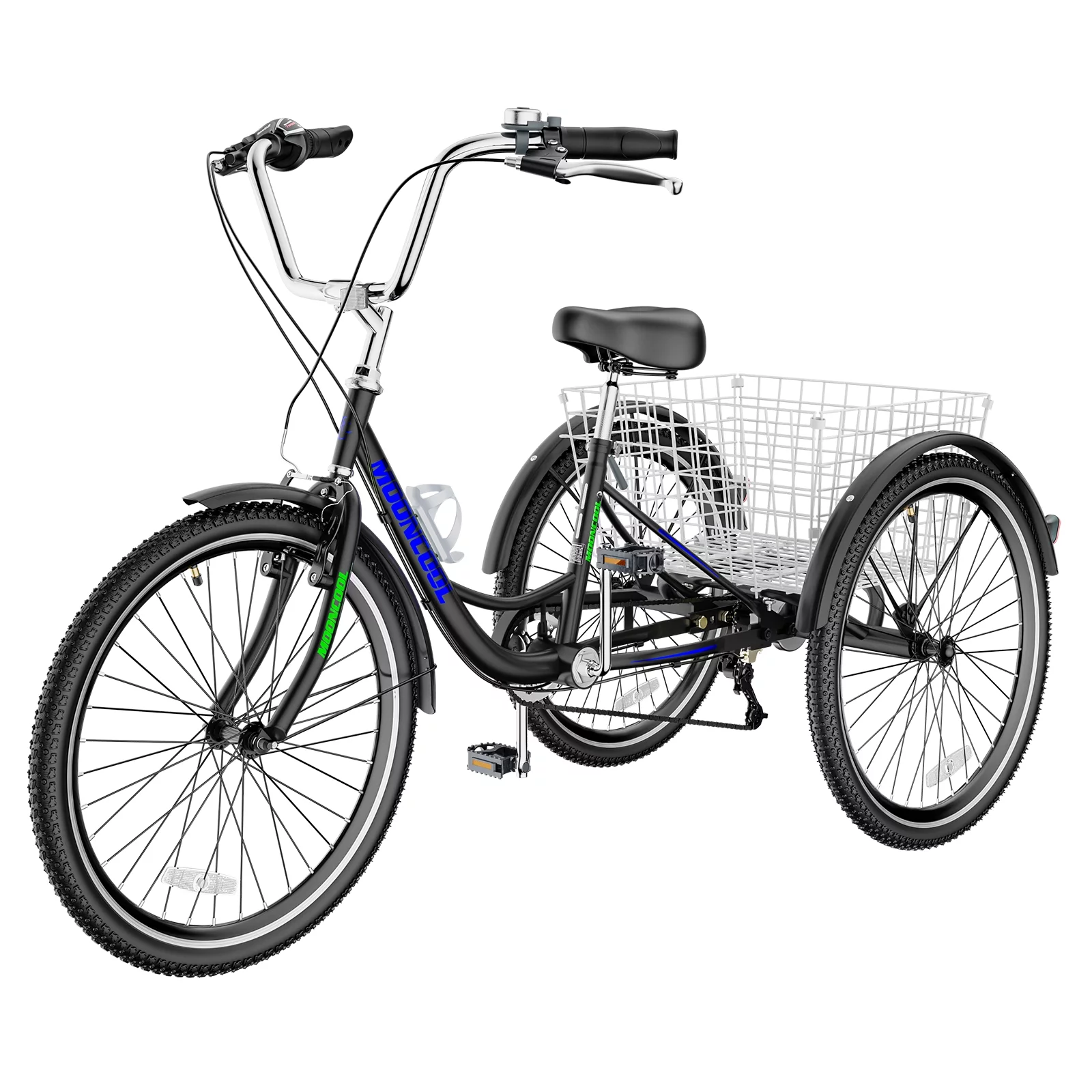 MOPHOTO 7 Speed Adult Tricycle 26 in/24in/20in, Trikes for Adults, Adult Tricycle with Basket & Dual Braking System, Adult Trikes for Women, Men