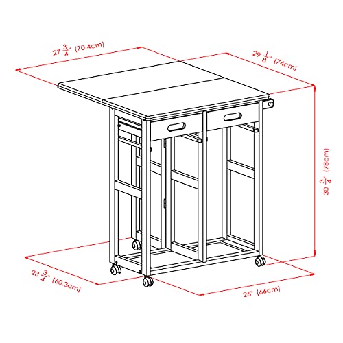Winsome Suzanne Space Saver Set, for Kitchen, 33", Coffee