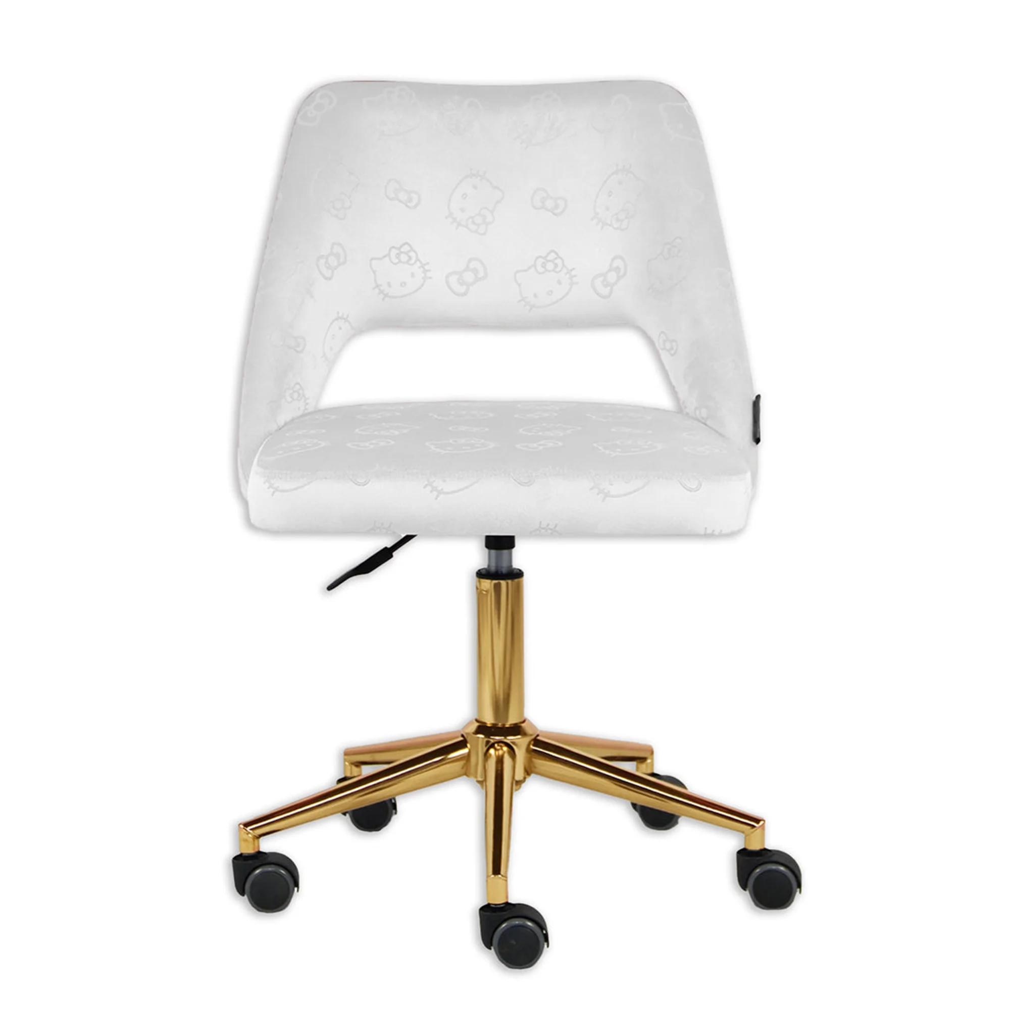 Impressions Vanity Hello Kitty Velvet Swivel Vanity Chair with Back, Ergonomic Backrest Cute Desk Chair with Wheels
