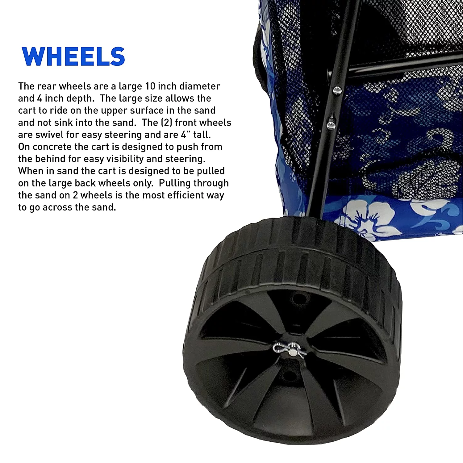 Beach Umbrella Wagon Cart Deluxe  Heavy Duty Folding Ocean Utility Cart  Large Sand Wheels  Holds 4 Beach Chairs  Storage Pouch