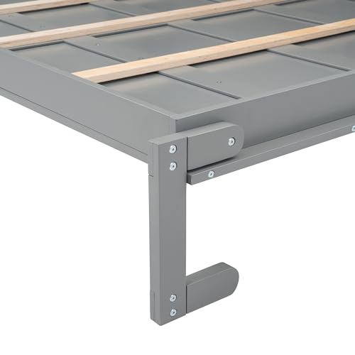 Harper & Bright Designs Full Size Murphy Bed Wall Bed with Storage Cabinets, Space-Saving for Multipurpose Guest Room Bedroom or Home Office, Gray
