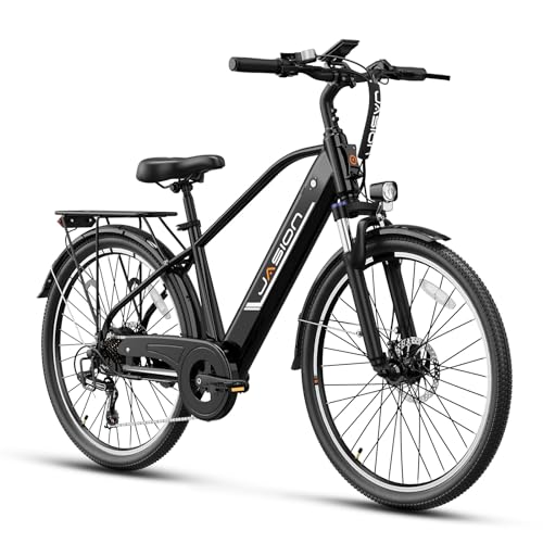 Jasion Roamer Electric Bike for Adults 1200W Peak Motor 528WH Removable Battery,up to 60miles 28MPH City Cruiser Ebike,26'' Commuter E Bike