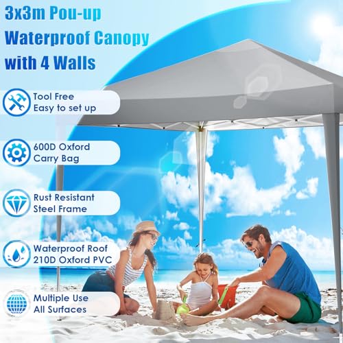 COBIZI Canopy 10x20 Pop Up Canopy Tent with 6 Sidewalls Party Tents for Parties Weddings Backyard Waterproof Canopy Outdoor Commercial Canopy Event