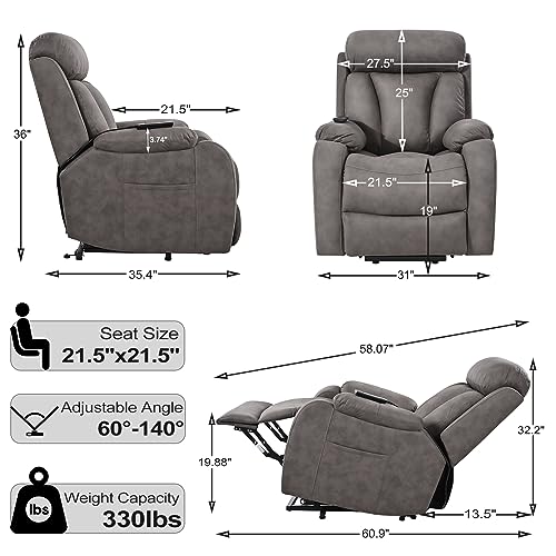 Small Power Lift Recliner for Elderly, Lift Chair Recliners, Electric Recliner Chairs for Seniors, Remote Control, Adjustable, Side Pocket (Navy Blue)