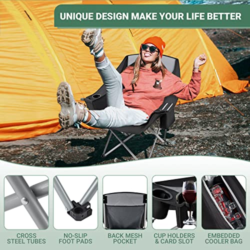 KingCamp Oversized XL Camping Chair, Heavy Duty 500lbs Folding Couch for Adults