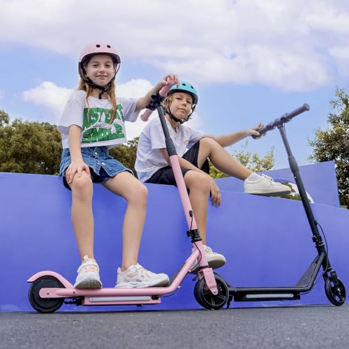 isinwheel S2 Electric Scooter for Kids Ages 6-12,150W Kids Electric Scooter with Adjustable Speed and Height, Colorful Lights, Double Brake
