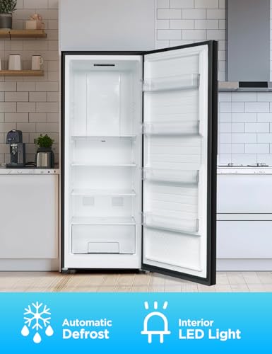 Commercial Cool 11.1 Cu. Ft. Convertible Freezer Refrigerator, Upright Fridge with Glass Shelves, Reversible Door, ENERGY STAR rated, Auto Defrost