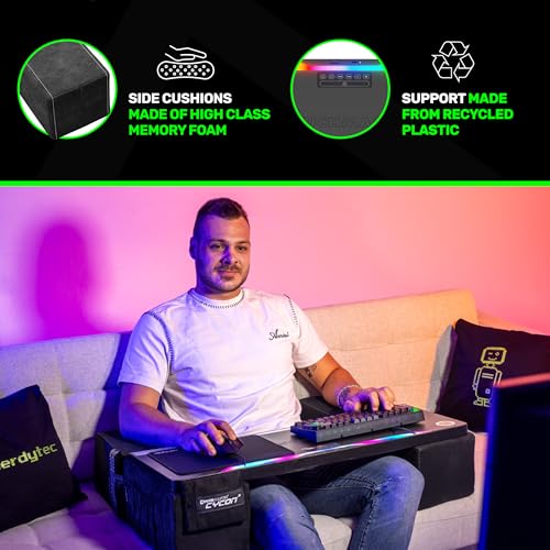 Couchmaster CYCON&sup3; HORIZONLIGHT Bar - Ultimate Ergonomic USB-Hub Gaming Lap Desk for Couch and Bed - Large