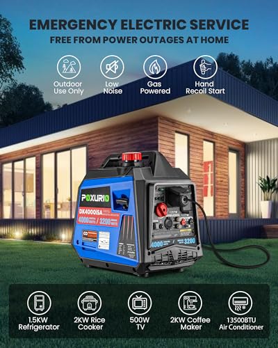 4000 Watt Inverter Generator, 120V Gas Powered Generator Super Quiet, RV Ready/EPA for RV, Camping and Home