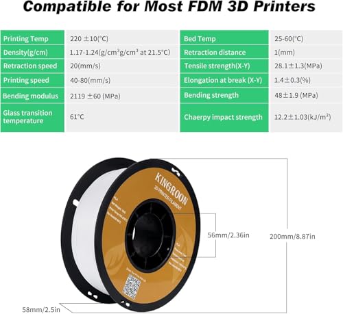 Kingroon PLA 3D Printer Filament, 12Rolls, Dimensional Accuracy +/- 0.03 mm, 12kg Spool(26.4lbs)